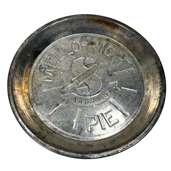 Vintage Mrs Smith's Mello-Rich Metal Pie Pan Plates Silver Tone Lot of 5 - Picture 4 of 12